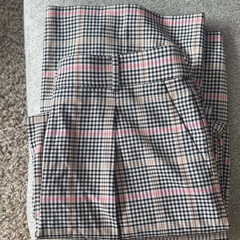 LOFT Peyton Trouser Black and Brown Checkered Skirt